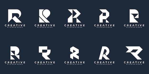 Abstract set monogram letter r logo design