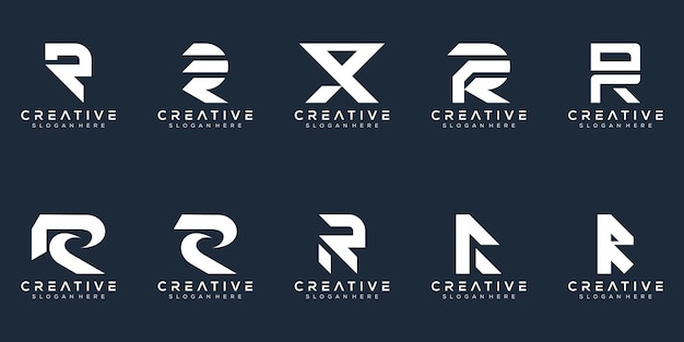 Abstract set monogram letter r logo design