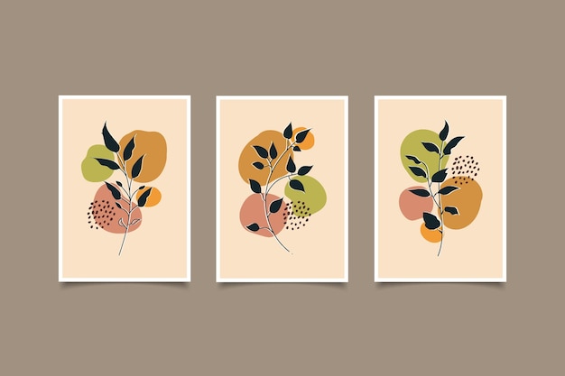 abstract set printable modern wall art botanical collection