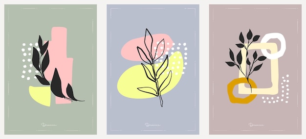 Abstract shape and leaf boho modern minimalist clipart