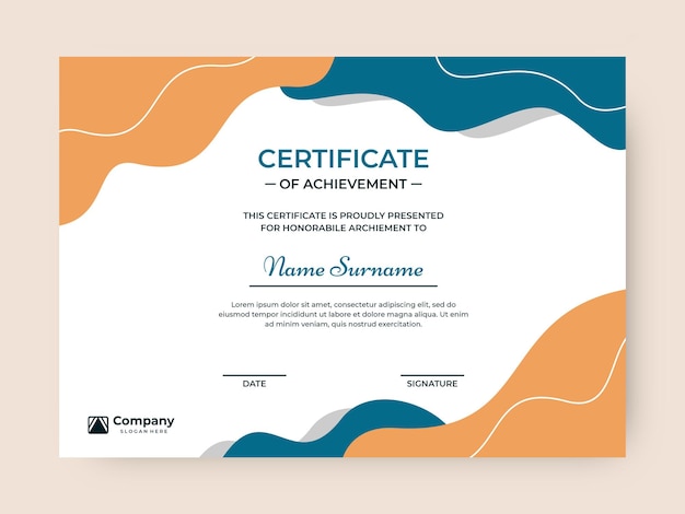 Abstract shapes certificate vector design template