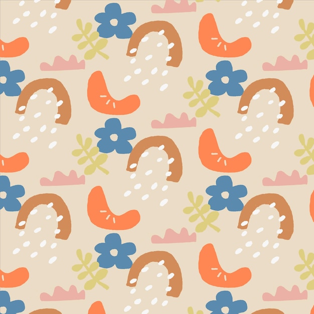 Abstract shapes and flowers pattern