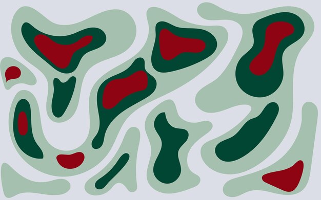 Vector abstract shapes in green and red colors on gray background