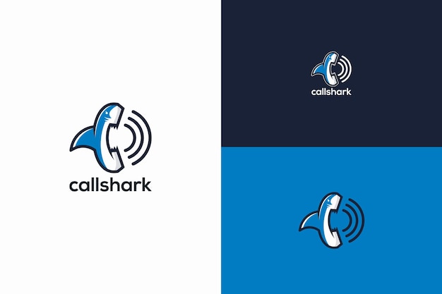 abstract shark logo with phone shape