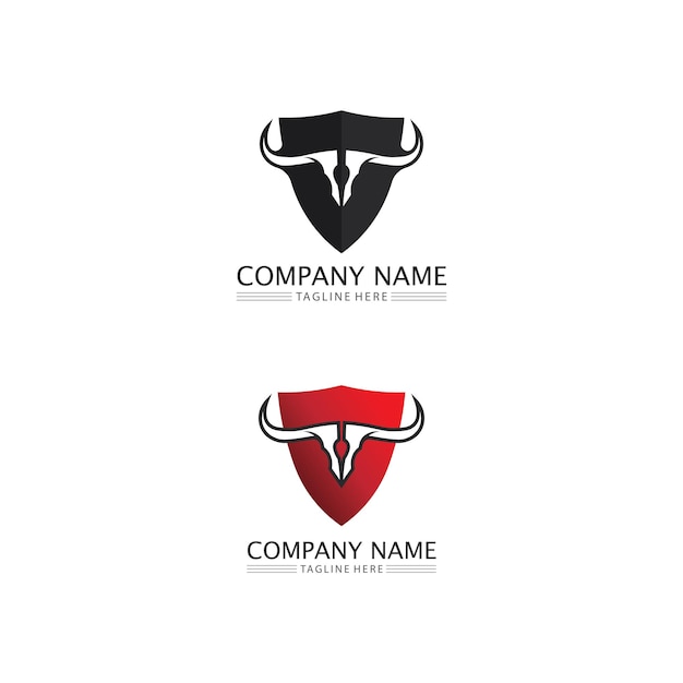 Abstract shield bull logo horn badges logo icon