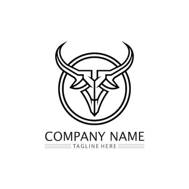 Abstract shield bull logo horn badges logo icon