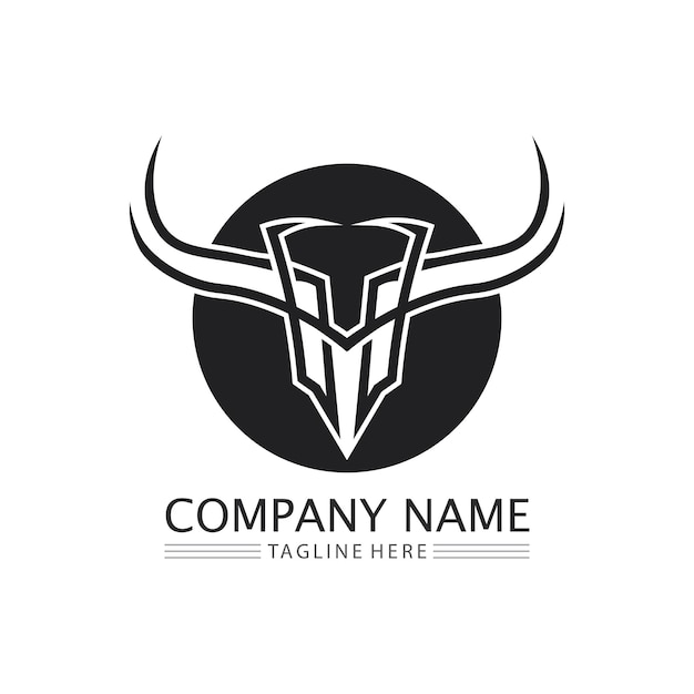 Abstract shield bull logo horn badges logo icon