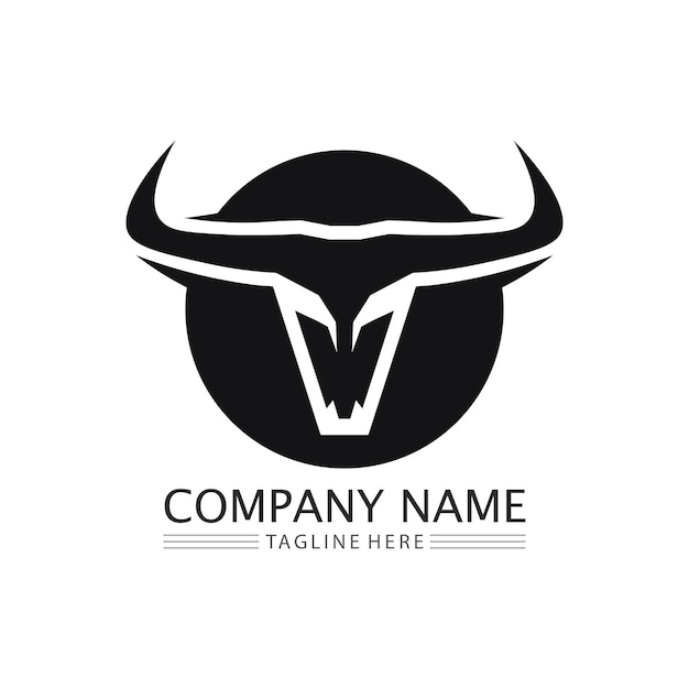 Abstract shield bull logo horn badges logo icon