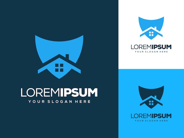 abstract shield and house logo design