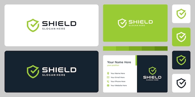 Abstract shield mark. check mark logo and design template business card.