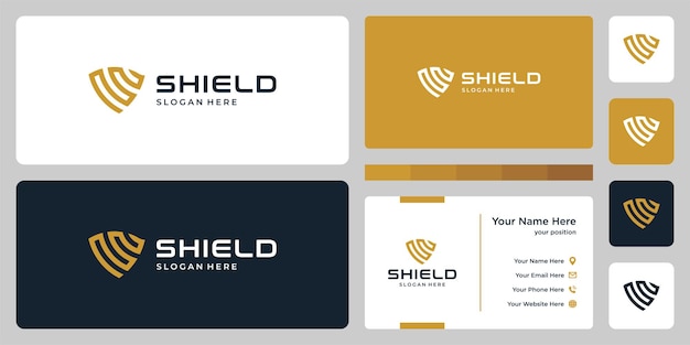 Abstract shield mark and design template business card.