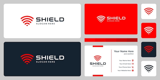 Abstract shield mark and design template business card.