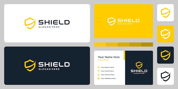 Abstract shield mark and design template business card.