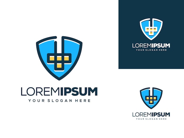 abstract shield and medical logo design