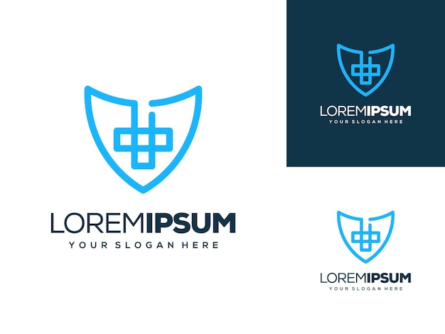 abstract shield and medical logo design