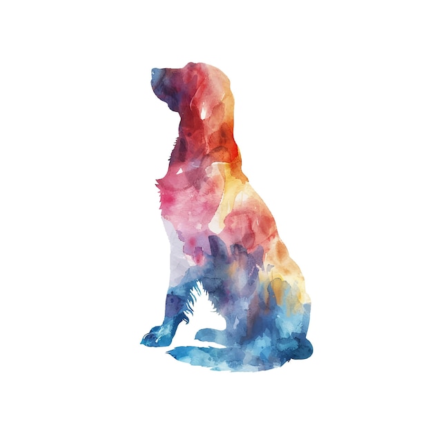 Vector abstract shilouette of dog vector illustration in watercolor style