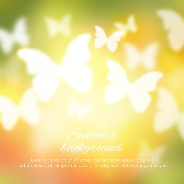 Abstract shining spring summer background with butterflies