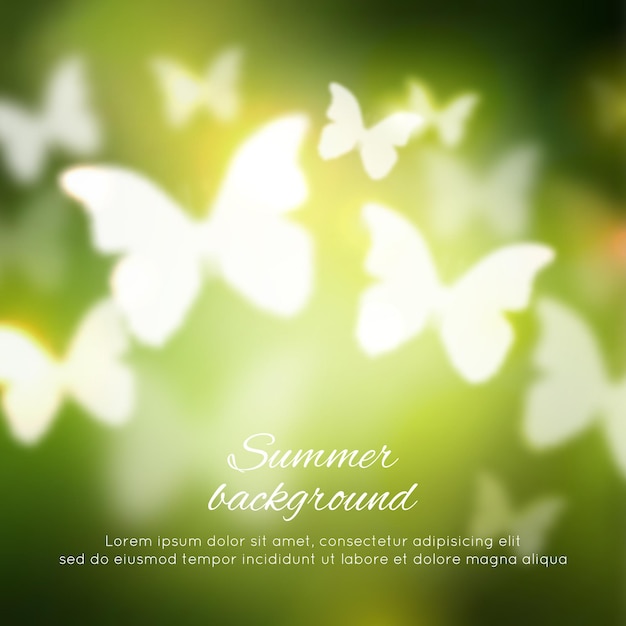 Abstract shining spring summer background with butterflies