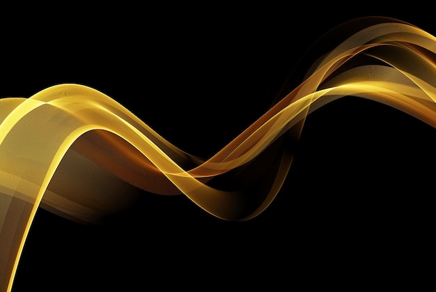 Abstract shiny golden wave design element Golden color of a transparent smoky wave