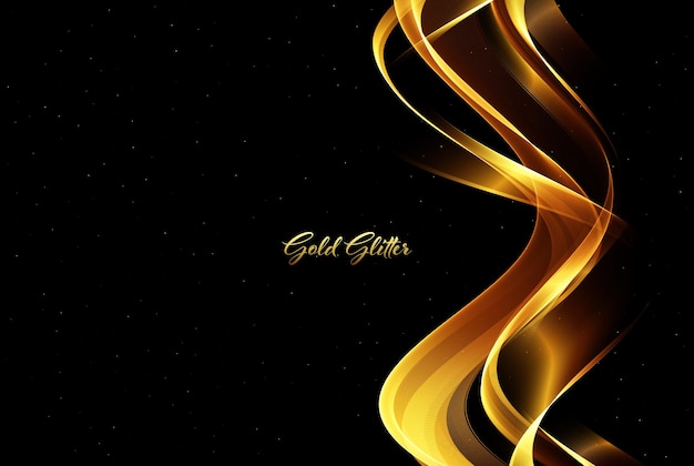 Abstract shiny golden wave design elementgold glitters flow of transparent swirl wave Holiday design element