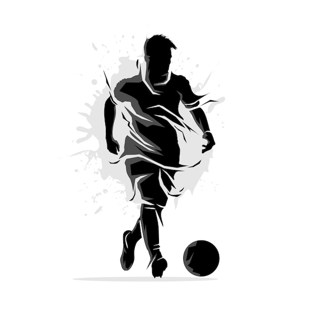 Abstract silhouette art of soccer player. Vector illustration