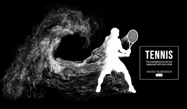 Abstract silhouette of a tennis player man