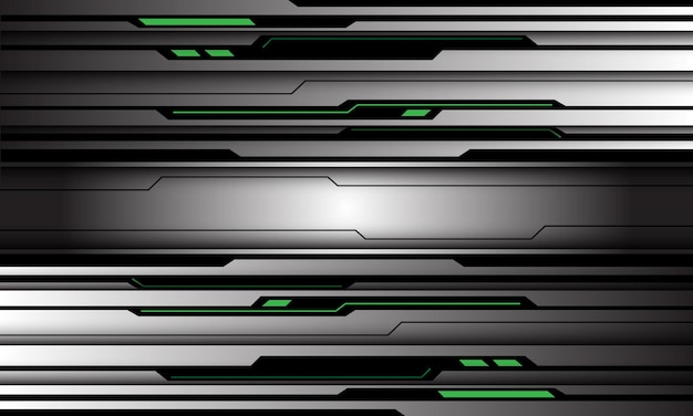 Abstract silver black circuit green light line cyber design technology futuristic background vector