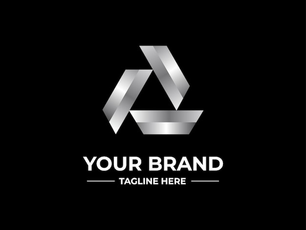 Abstract silver triangle logo design for brand or business