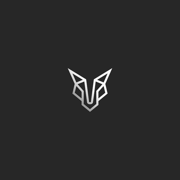 Vector abstract silver wolf head face logo vector line art icon template