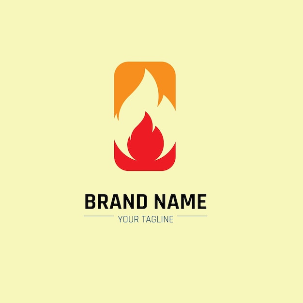 Abstract simple fire logo design illustration