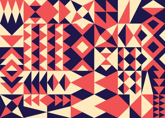 Abstract simple geometric triangles and squares colorful vector Bauhaus style pattern design