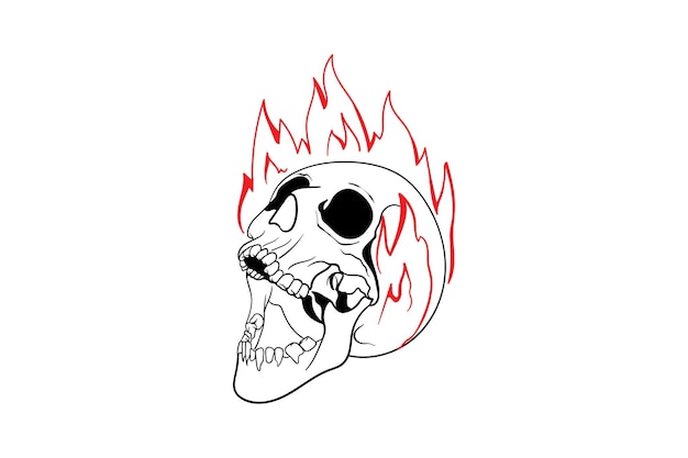 Abstract skull head with fire vector design