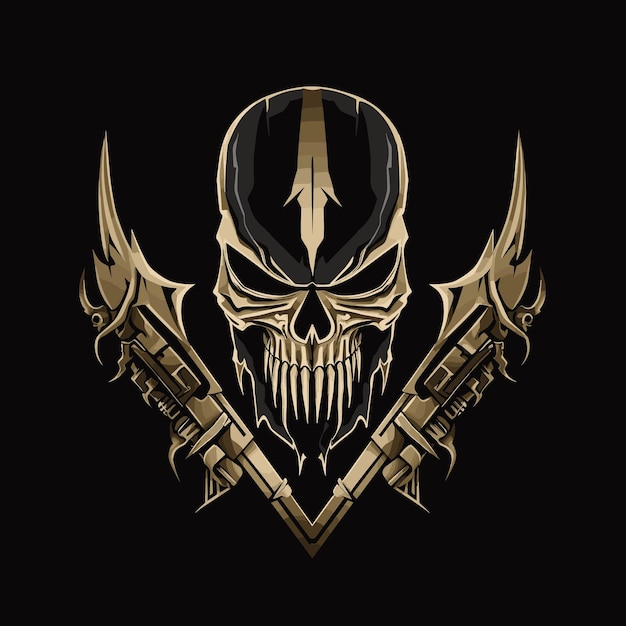 abstract skull with weapons military emblem or logo