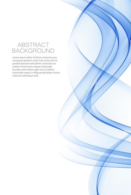 Abstract smooth blue transparent wave vector Flow curve blue motion illustration Blue smoke or liquid design