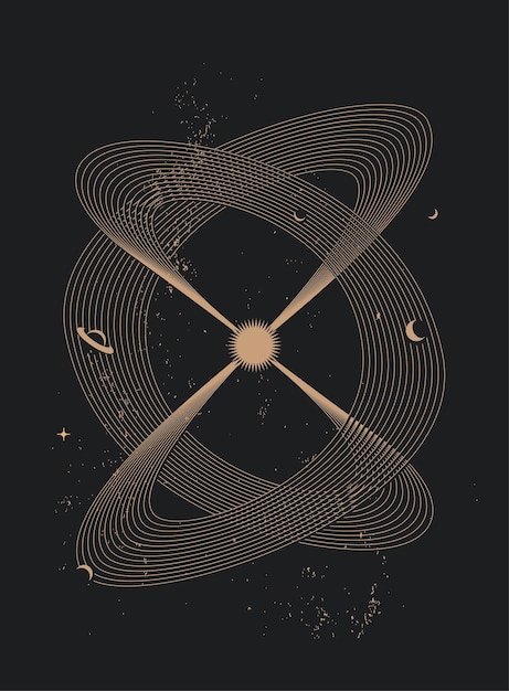 Abstract solar system poster or card or wall art print design template Vector illustration