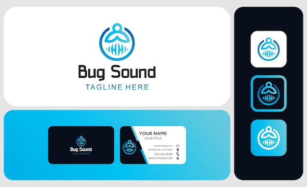 Abstract sound wave and bee logo icon vector design Logo and business card package