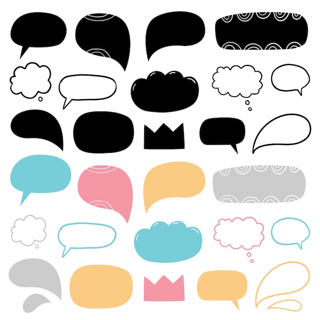 Abstract speech bubbles in hand-drawn style