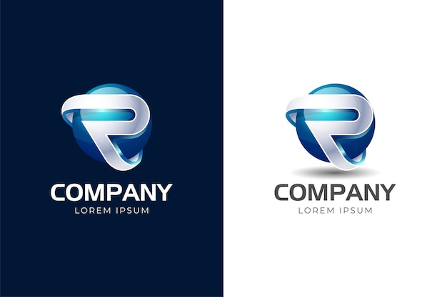 Abstract sphere with initial letter R or P 3D logo design gradient style vector element design for your business technology and corporate identity logo