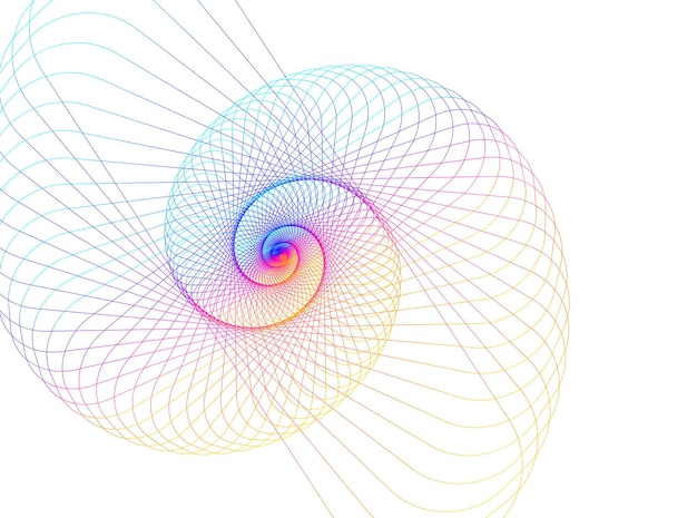 Abstract spiral rainbow design element on white background of twist lines