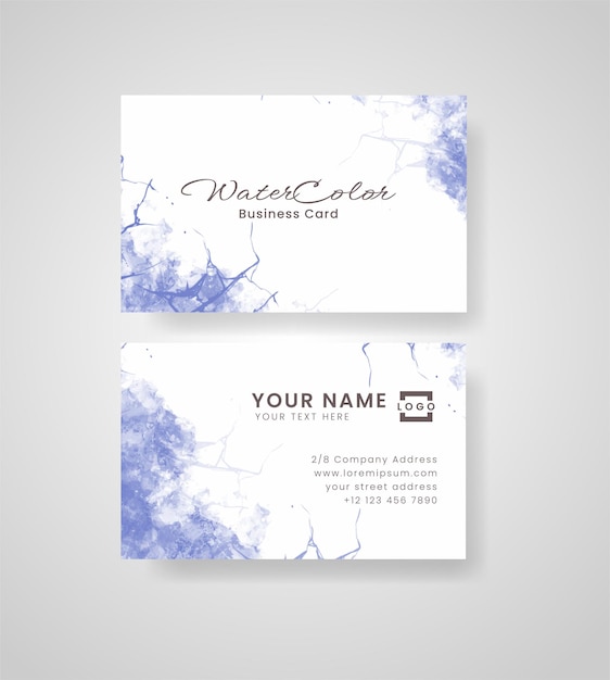 Abstract splashed watercolor business card