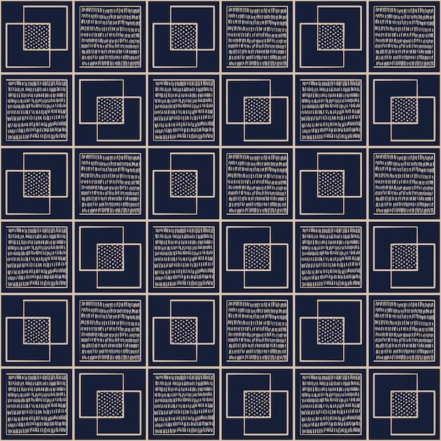 Abstract square doodle textile pattern