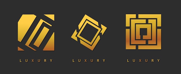 Abstract square square golden luxury logo