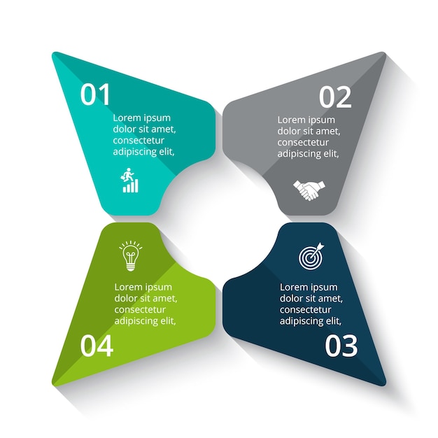 Abstract star element is divided into 4 parts. Vector infographic diagram.