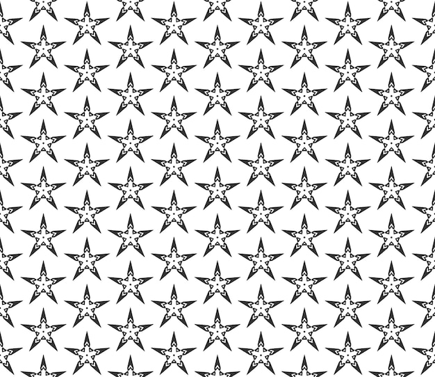 Abstract star geometric Seamless pattern Repeating geometric Black and white texture