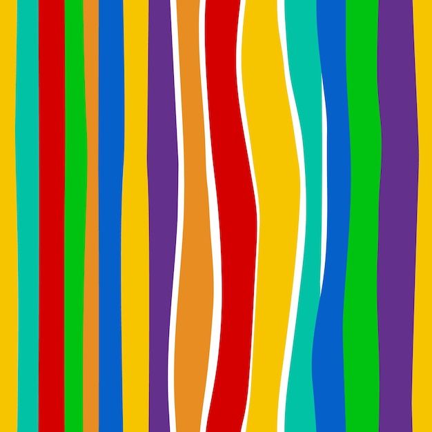 An abstract striped seamless pattern of curved lines in bright colors