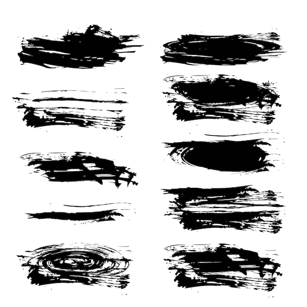 Abstract strokes painted by brush vector objects isolated on a white background