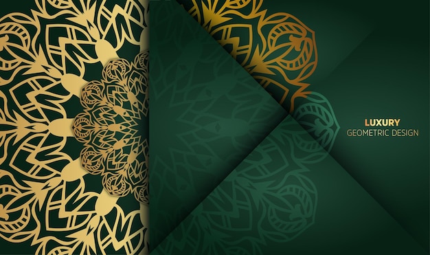 abstract style golden colors with green gradient color mandala background design vector