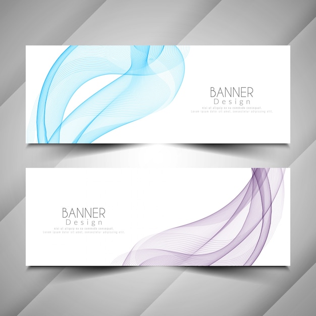 Abstract stylish wave style banners set