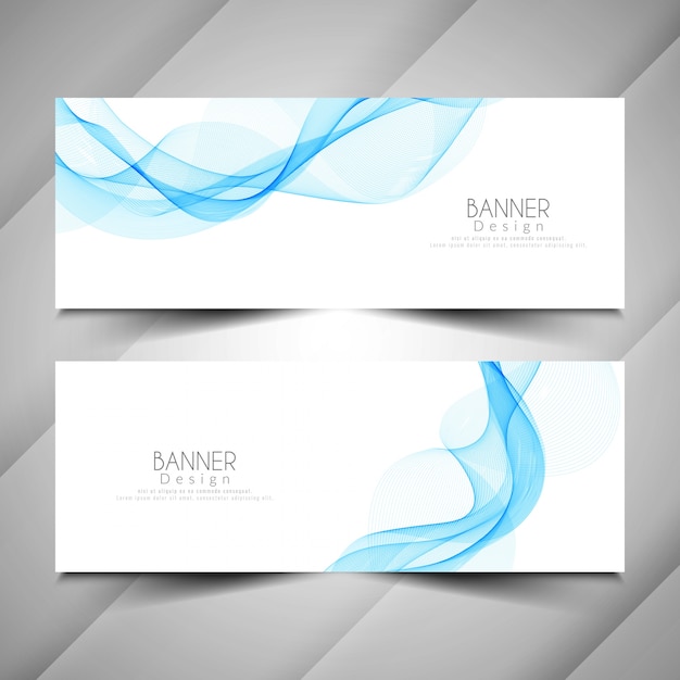 Abstract stylish wave style banners set