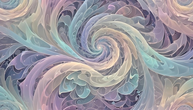 Abstract swirling pattern in pastel shades of pink blue and yellow